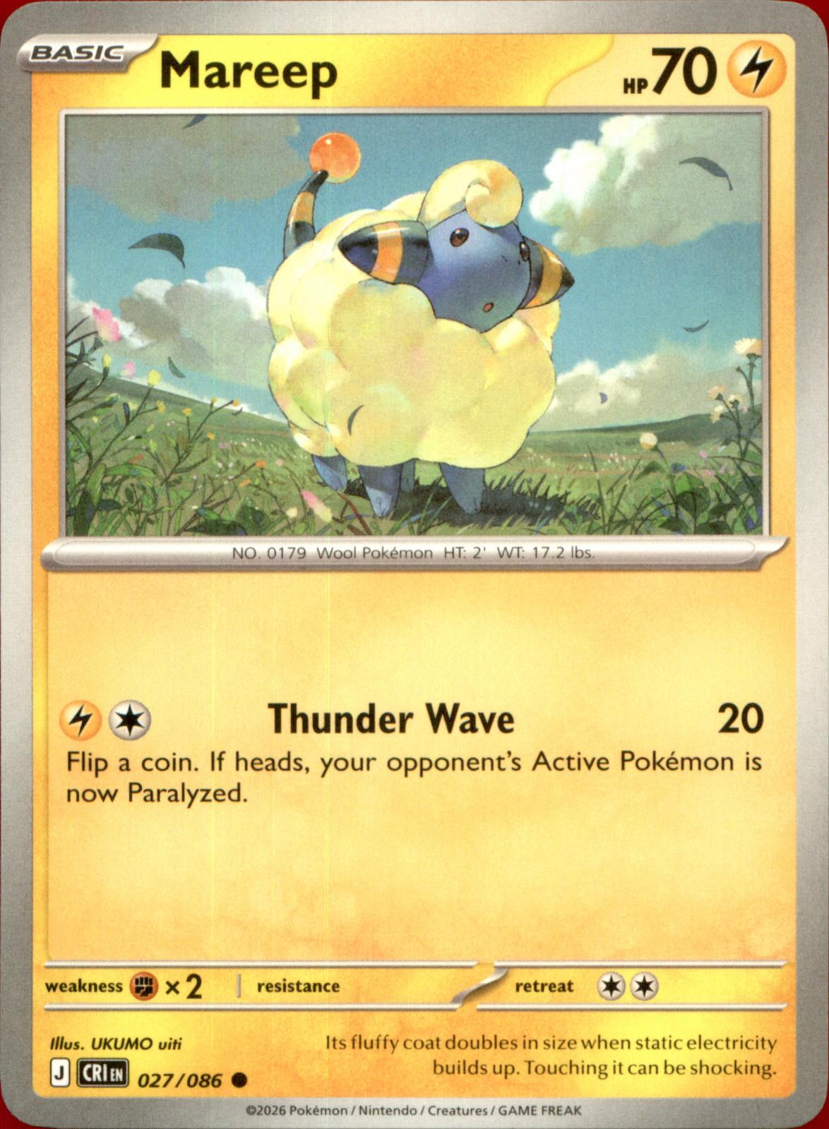 Mareep 027/086 Common Chaos Rising NM/M