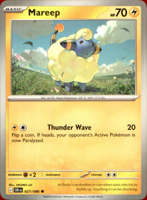 Mareep 027/086 Common Chaos Rising NM/M