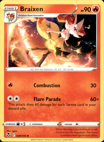 Braixen 026/195 Uncommon Silver Tempest NM/M