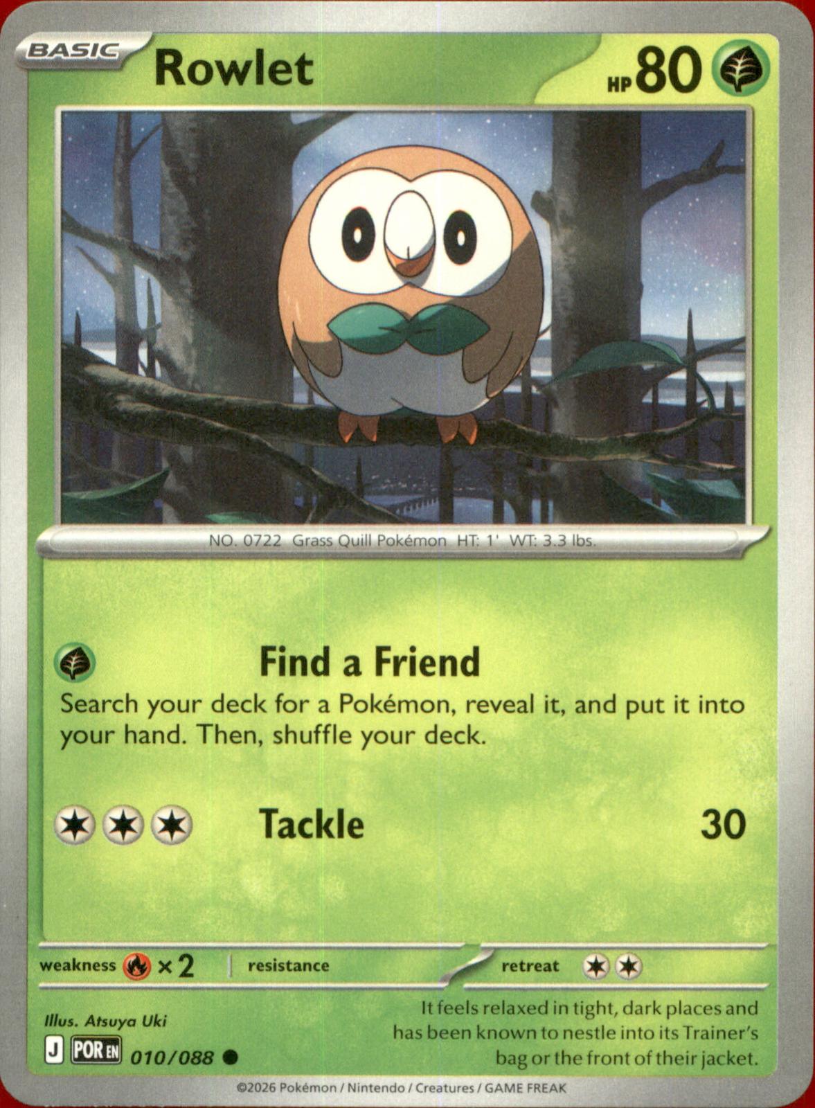 Rowlet 010/088 Common Perfect Order NM/M