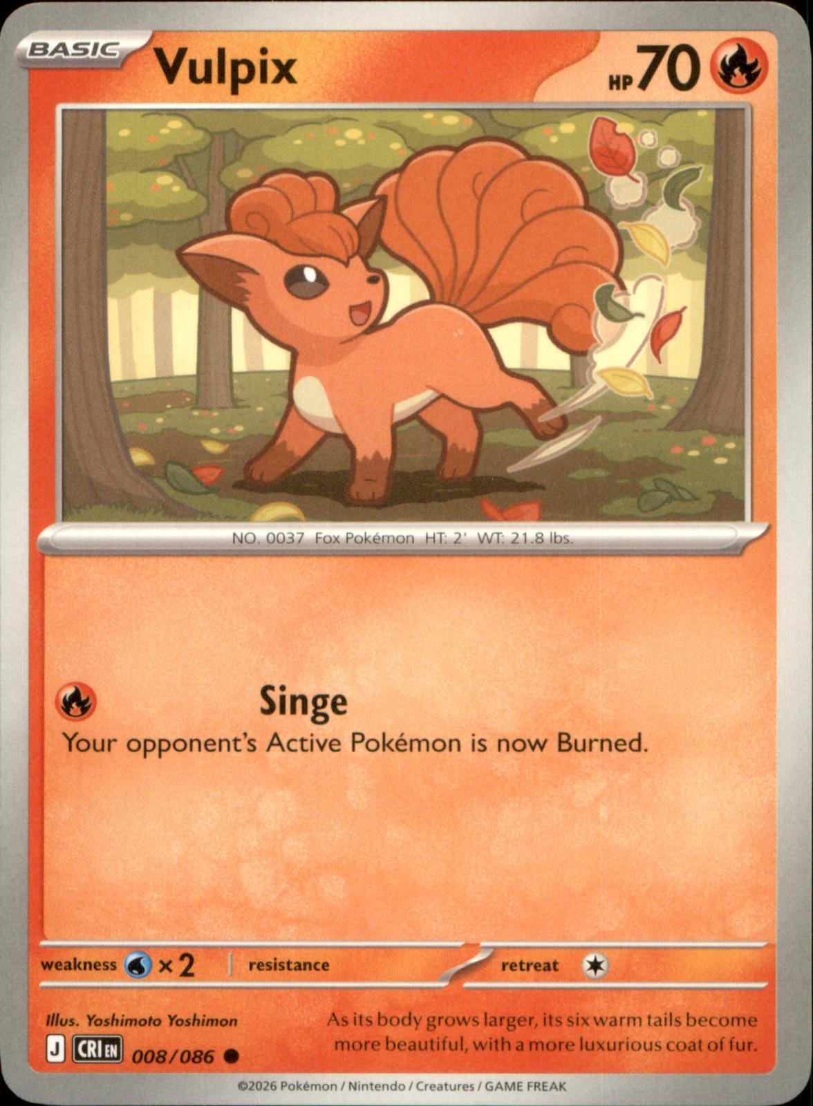 Vulpix 008/086 Common Chaos Rising NM/M