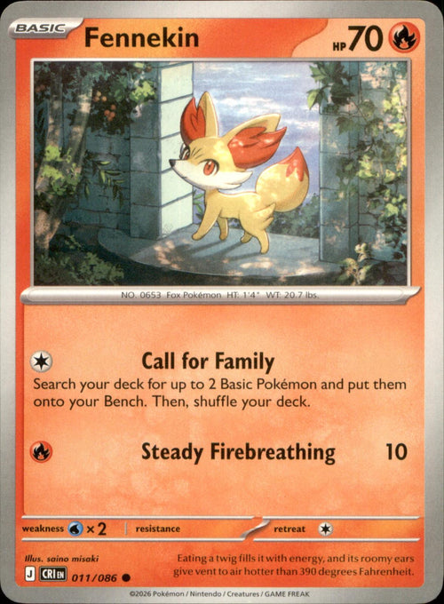 Fennekin 011/086 Common Chaos Rising NM/M